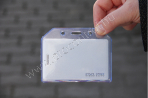 Badge holder, silicon, clear transparent, landscape, 86x54mm inside, 2,5mm, for 2 cards