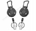 Kihúzható kártyatartó, KY2, robusztus fém YO-YO jojó csipesz, acélsodrony, karabiner, kulcskarika, fül, d=45 mm